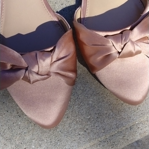 NWOT Lauren Conrad BlushPink Gazania Satin Bow D'Orsay Flat Sz9 girlhood wedding - Picture 3 of 10